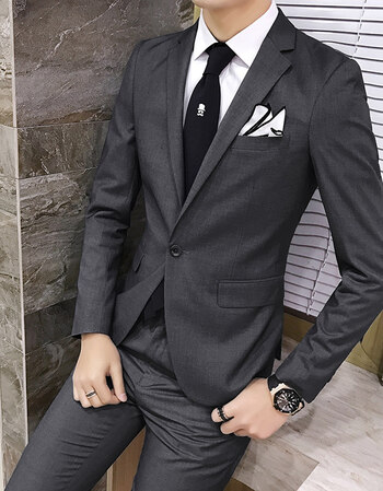 珂梵图西装男套装新郎结婚伴郎团礼服西服套装男士三件套青年职业商务