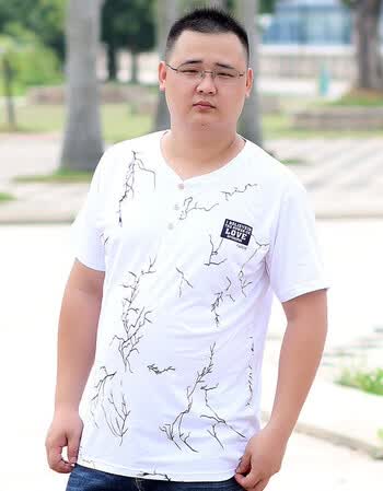 大码男装短袖t恤加肥体恤男士大号胖人胖子肥佬半袖上潮 love白 7xl