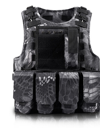 武款警特款警部队户外多功能两栖作战背心黑色防刺服