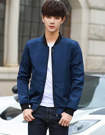 海澜之家经典官方2018新款春秋季男士青年夹克外套薄款休闲立领男上衣