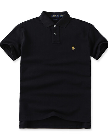 美国polo ralph lauren 新品拉夫劳伦小马标修身短袖polo衫 黑色 (金