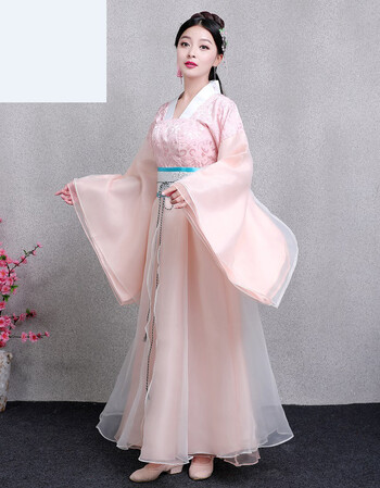 唐装女 古装仙女装广袖拖尾飘逸中国风套装汉服抹胸襦裙古筝演出服