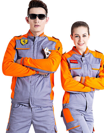 汽修工作服套装秋冬4s店工装耐磨修理厂汽车美容长袖劳保服 长袖灰