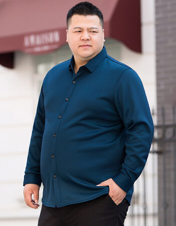 冬中年男士加肥加大号加厚加绒衬衣保暖胖人肥佬大码爸爸装衬衫男