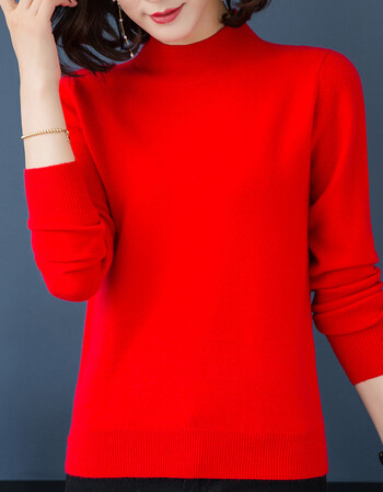 2018秋冬新款毛衣女装韩版加厚半高领女士纯羊绒衫打底衫衣服 纯红色