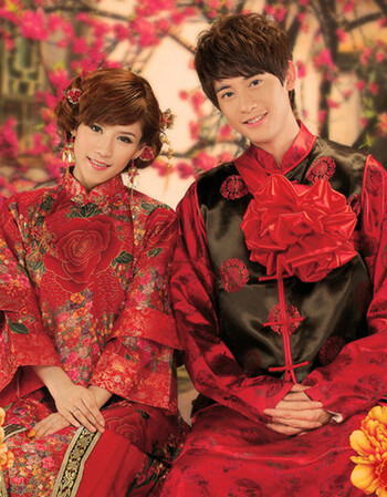 唐装中式结婚礼古装新郎新娘婚服敬酒礼服女士秀禾服旗袍龙凤褂 男女