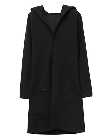 冬季宽松连帽中长款毛呢风衣男潮牌加棉加厚大衣外套 黑色 2xl【图片 