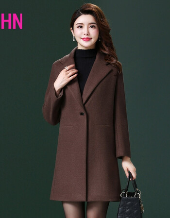 毛呢子外套2018新款冬季妈妈装秋装羊毛大衣女中长款40岁50厚 玛奇朵