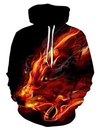 新款火狼3d数码印花连帽衫欧美时尚套头卫衣情侣衫 we-298 xl