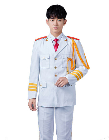 国旗护卫队升旗手服装军鼓军乐队礼服合唱团军装演出制服套装男女 白