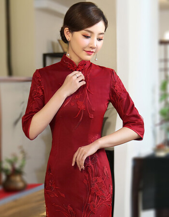 秀观唐丽芸2018秋装新款女改良民族风修身时尚中式长款旗袍连衣裙