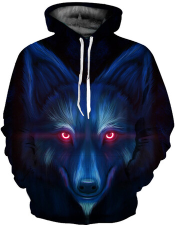 新品促销 冰火狼卫衣男连帽3d印花帽衫宽松欧美青少年学生图案动物