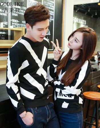 古莱登2016春装新款韩版情侣同款纯棉潮印花卫衣班服外套 黑色 xxl