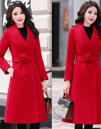 珂梵图中长款秋冬季新娘婚宴敬酒服气质毛呢外套结婚礼服回门呢子大衣