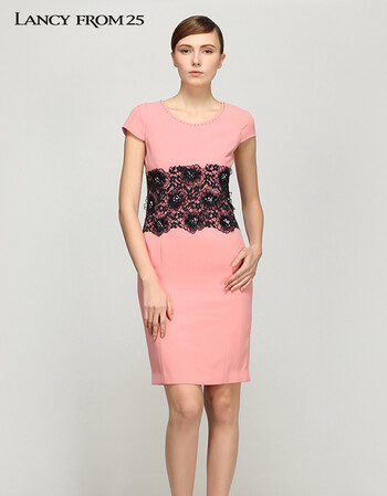 lancy朗姿夏款俪雅时尚修身连衣裙la14201wop119 粉色 s