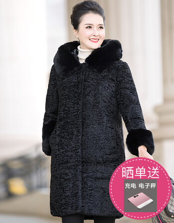 新品仿水貂绒大衣大码女中老年服装女装