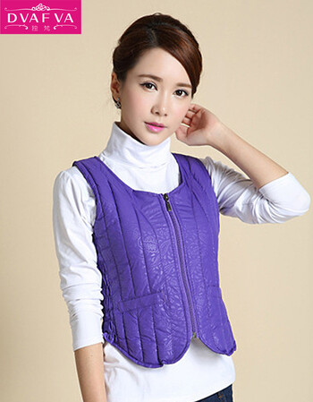 独梵2015秋冬马甲女装修身短款内穿羽绒棉时尚坎肩背心女8811 紫色 s