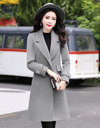 新品2018冬季中年少妇女装毛呢外套妈妈中长款呢子大衣30到35岁4林 