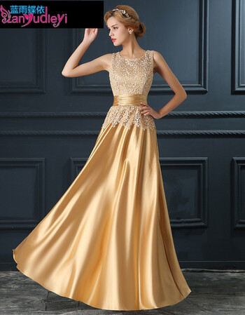 *晚礼服2016新款长款夏女士金色晚礼服裙修身优雅宴会晚装长裙显瘦