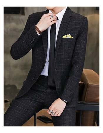 波司登优品新款西装男英伦风韩版修身套装商务休闲结婚西服礼服小码