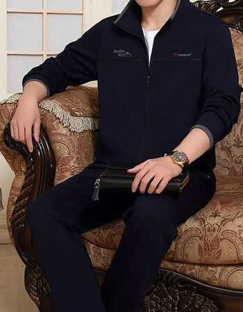 法国高端品质京东专营老年运动套装秋季新款高端商务休闲男士运动套装