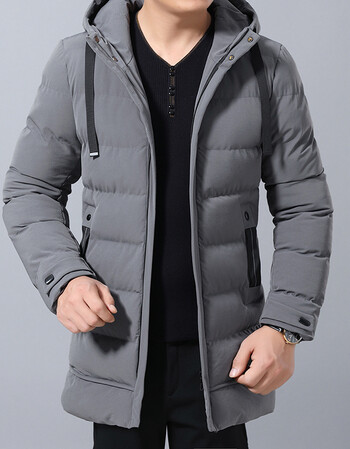 2018男士中长款棉衣外 加厚加长男棉大衣 浅灰色 l