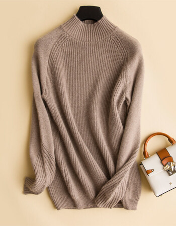 秋冬新款加厚纯羊毛衫女 半高领宽松毛衣长袖针织打底衫套头定制衣服