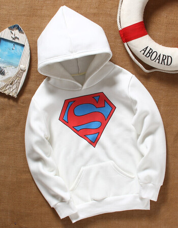 【京东年货节】 2018秋冬季新款儿童白色卫衣纯棉男童女童长袖连帽