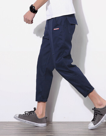 丹杰仕2017春夏日系男士休闲裤八分裤哈伦裤有小码 藏青色 s