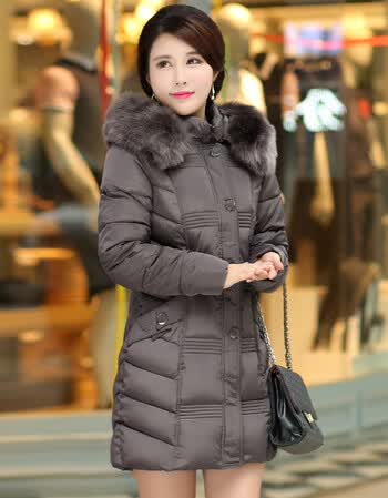 依耐丝棉服女2017冬新款女士棉衣女修身韩版中长款女式棉服加大码棉袄