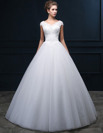 添红妆新款婚纱新娘结婚敬酒服大码蕾丝圆领齐地婚纱hs925