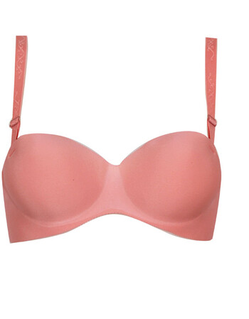 无肩带性感聚拢文胸一片式无痕婚纱内衣隐形防滑上薄下厚半杯胸罩 半