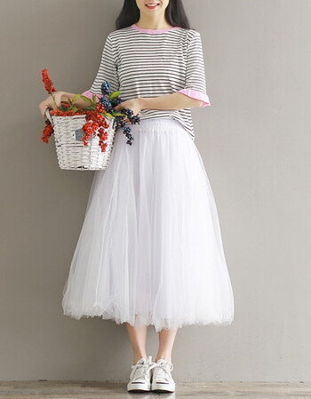 a字裙中长款2018春装新款简约时尚网纱显瘦公主裙6328 粉紫色 l