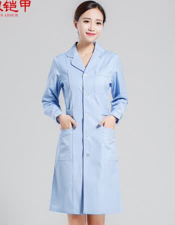 白银铠甲 护士服2018新款长袖收腰修身女医生药房药店美容师实验工作