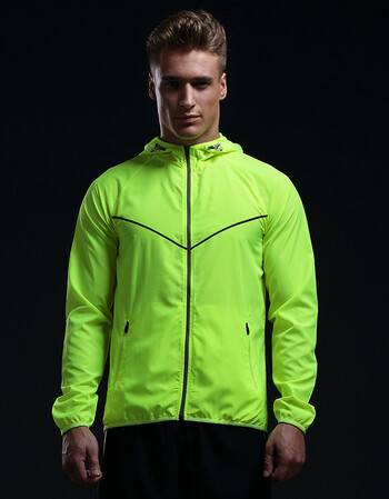 外套秋季薄款男女防晒风衣速干透气长袖情侣款跑步运动服 男款荧光绿