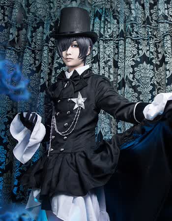 奥戈丝 黑执事cos服夏尔cosplay服装拖尾礼服男cos动漫 黑色 s