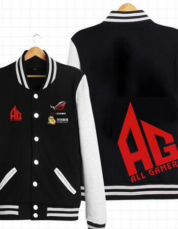 ag战队ag队服棒球卫衣开衫外套上衣衣服春秋新款男女装 黑色 xxxl