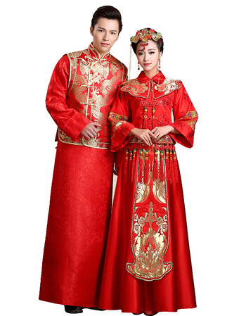 古代古装红色新娘新郎中式结婚喜服婚礼服装汉