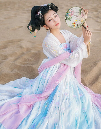 媚娘 汉服女装正统汉服齐胸绣花襦裙 非古装 春夏 齐胸裙6米摆 l