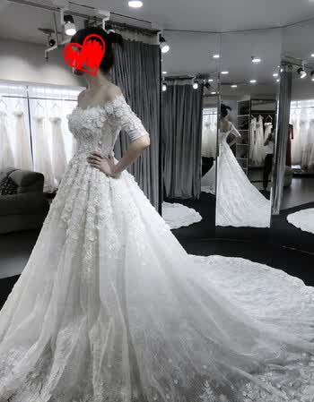 婚纱礼服长拖尾新娘结婚蕾丝简约公主梦幻2017新款夏季 一米五拖尾 l