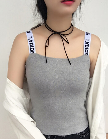 女装 吊带/背心 浅娜芬(qiannafen) 字母吊带背心短款棉小女生t恤内搭
