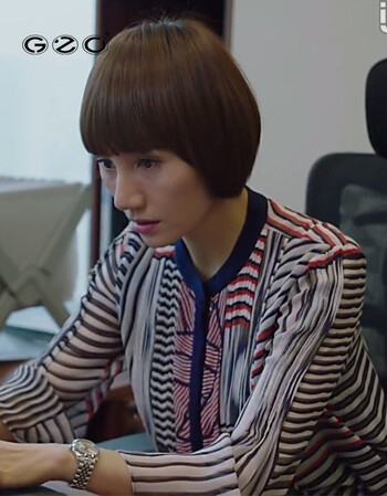 gzo 我的前半生唐晶同款衬衫女通勤雪纺印花九分袖宽松百搭上衣 撞色