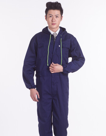 麦幻 连体工作服带帽 男女同款 连体维修服 喷漆防护防尘服带帽 船厂