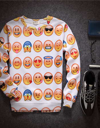 微信符号卡通qq表情衣服秋季新款潮男女情侣长袖t恤血卫衣卫 q萌卫衣