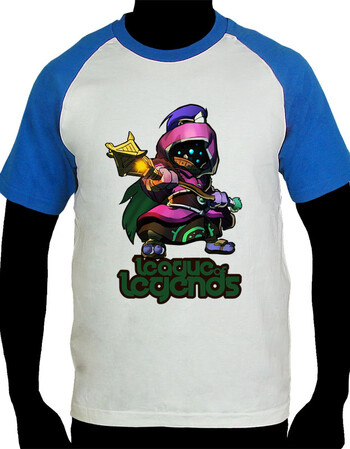 英雄联盟lol/圆领t恤/纯棉衣服/插肩拼色/欧版版型/q版武器大师贾克斯