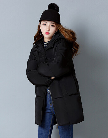 冬装女棉袄韩版棉衣女中长款面包服女学生冬季可爱外套女ds 黑色 m