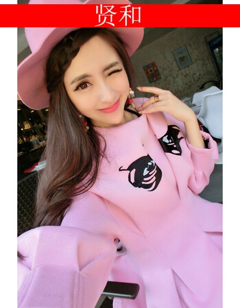 秋冬季少女装可爱连衣裙学生甜美蓬蓬裙韩版高腰 粉红色 xs