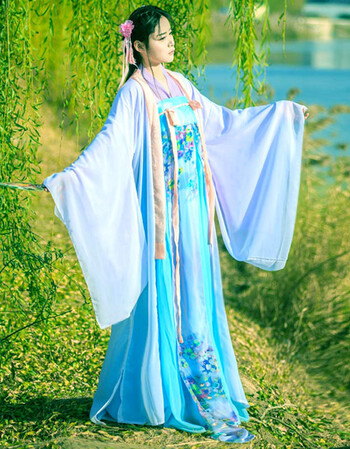 古装服装仙女清新淡雅魏晋风汉服女夏飘逸古装公主女装襦裙广袖 天