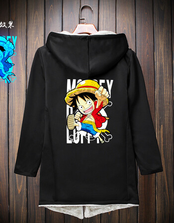 c2潮朝 海贼王初中高中生中长款加厚保暖风衣青少年路飞乔巴潮学生