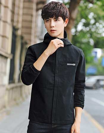 新款夹克男士外套秋季男装休闲韩版潮流修身帅气男生外衣服 黑色 m